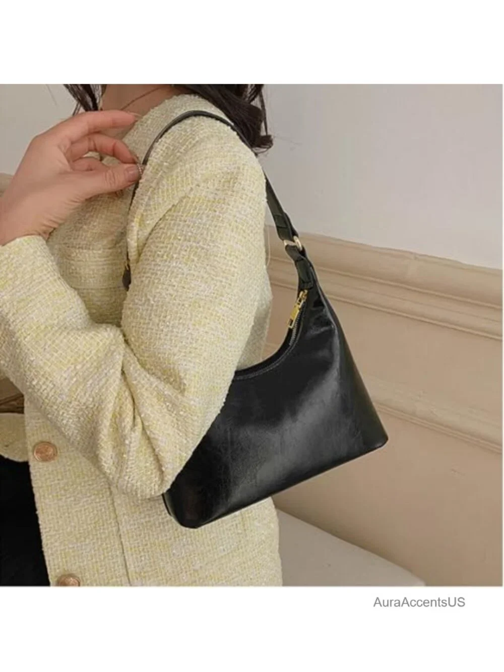 Small Retro Vegan Leather Hobo Underarm Shoulder Bag